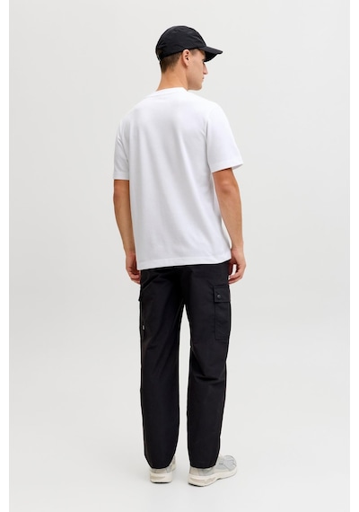 Jack & Jones Jcofusıon Erkek Basic Tişört Bisiklet Yaka, Göğüs Logolu Beyaz