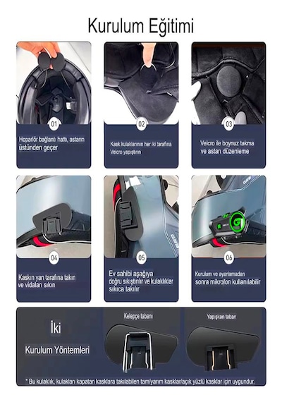 2x Kişi İnterkom Bağlantı Waterproof Hd Stereo Motosiklet Kulaklı