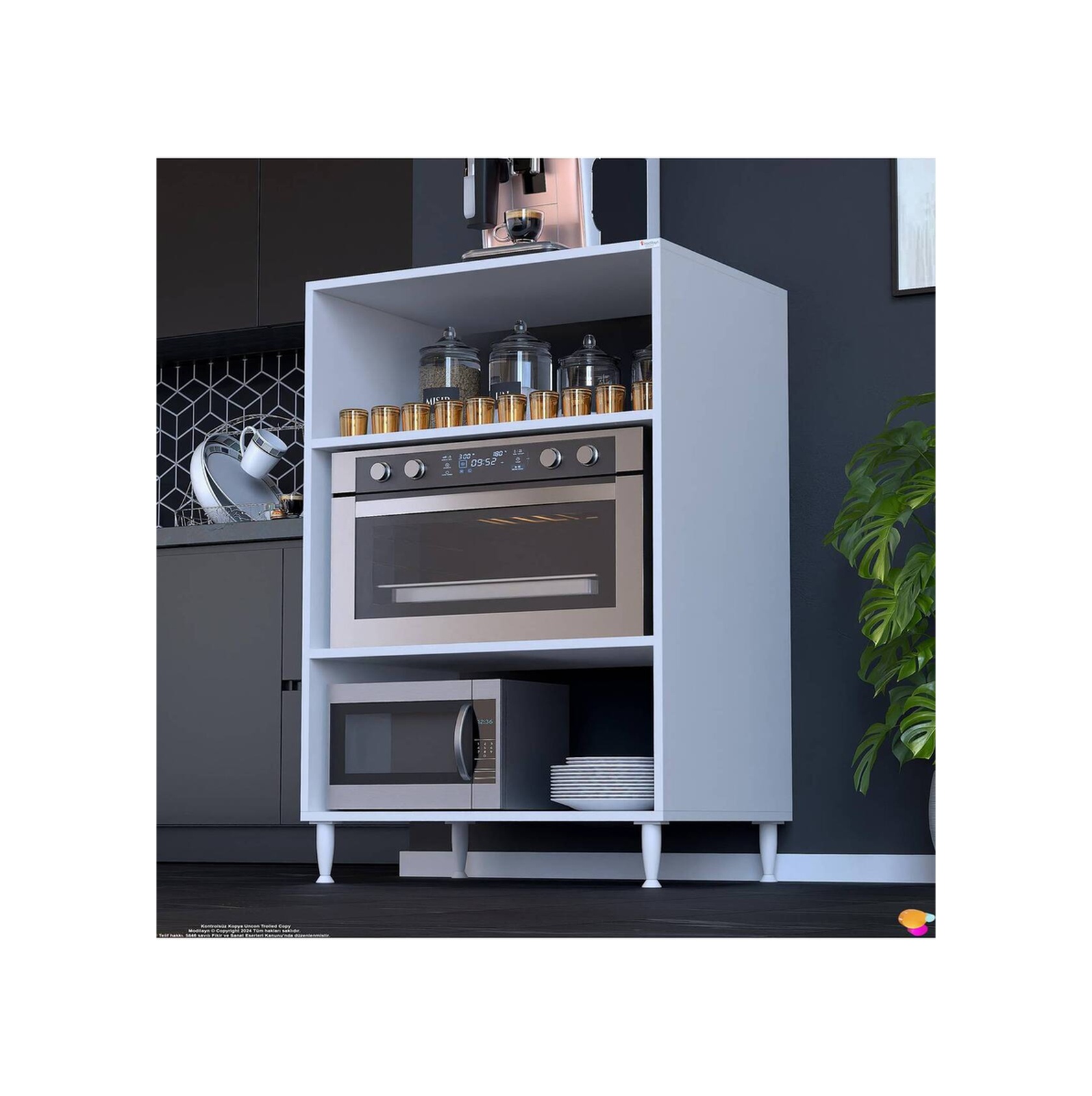 Silva 70x119,2x48 Cm Mikrodalga Ve Midi Fırın Standı - 3 Bölmeli Çok Amaçlı Mutfak Rafı Beyaz Silva 70x119,2x48 Cm Mikrodalga Ve Midi Fırın Standı - 3 Bölmeli Çok Amaçlı Mutfak Rafı Beyaz