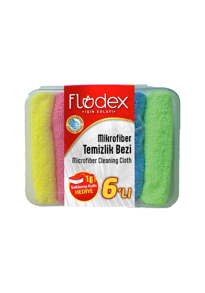 Flodex Mikrofiber Temizlik Bezi 6'lı Saklama Kabı Hediyeli Çok Renkli