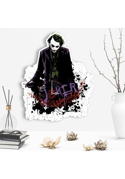 Dekoratif Joker Tasarımlı Ahşap Duvar Saati - 3 Çok Renkli