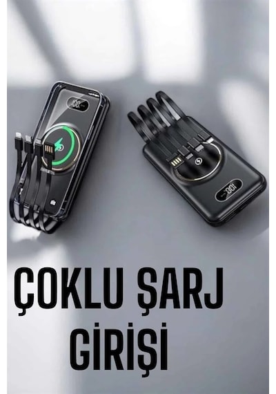 Mey İthalat Hızlı Şarj Dijital Göstergeli Powerbankli Çoklu Şarj Özelliği Çok Renkli