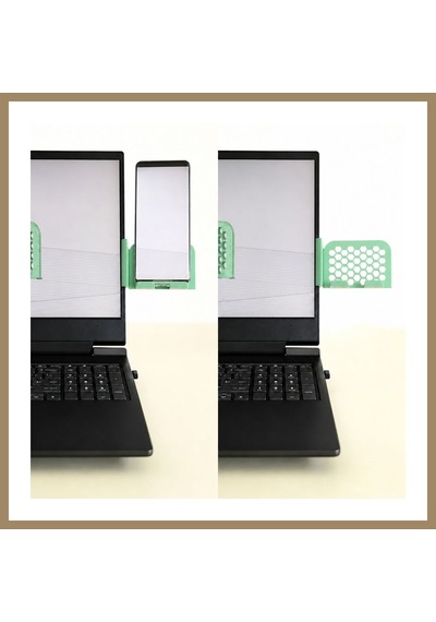 Bezos 3d Baskı Monitor Telefon Tutucu - Petek Desenli Laptop Kenar Telefon Tutucu-mint 22