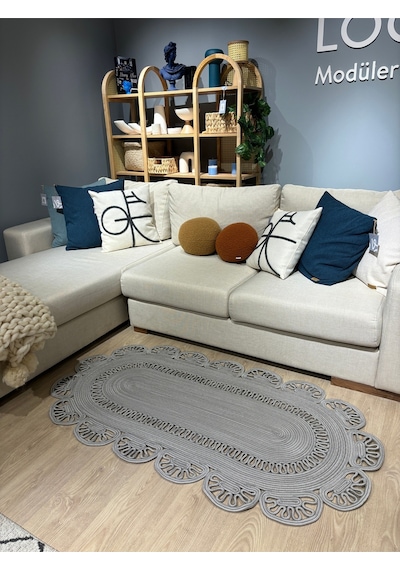 Mavaux Matrix Jüt Kilim, Paspas, Mutfak Halısı, Banyo Paspası, Kilim, Halı, Oturma Odası Halısı Gri