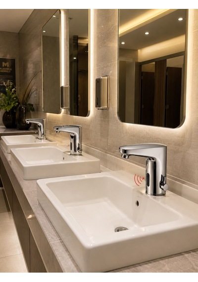 Stilla Çift Su Fotoselli Krom Lavabo Bataryası Acar 01.02.206 Altın