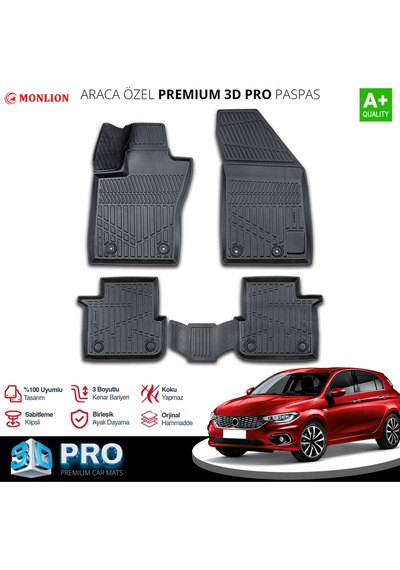 Paspasları, Fiat Egea Hb 2015 3d Lazer Ölçülü Kokusuz Kaymaz Önvearka