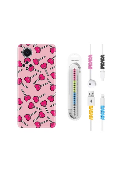 Huawei Nova 9 Kılıf Kablo Koruyuculu Heart Lollipop 1414