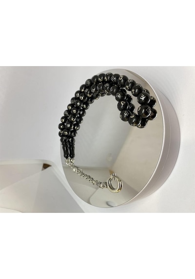 Tesbih Tsbh0168hk Kararmaz Metal Püsküllü Pirinç Ayyıldız İşlemeli Küre Kesim Rus Oltu Tesbih