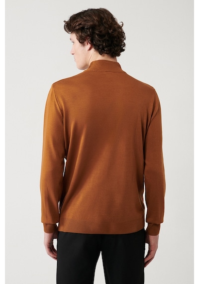 Avva E005001 Yarım Balıkçı Yaka Tüylenmeyen Standart Fit Erkek Triko Kazak Camel
