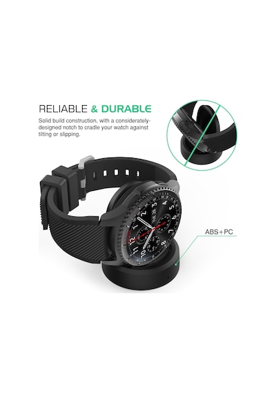 Caseonn Samsung Uyumlu Galaxy Gear S3 Frontier Standlı Manyetik Usb Hızlı Şarj Kablosu Siyah