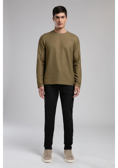 Lee Cooper Wayne Erkek O Yaka Sweatshirt Haki-21033 Haki