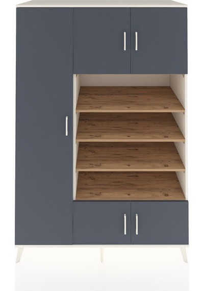 Kronos Dolap 10 Raflı 5 Kapaklı 132x59x195 Aytaşı-antrasit/çam Aytaşı