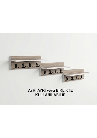 Kenzlife Askılık Dönence Crd 10 117 Portmanto Vestiyer Askılığı 3 Parça Mat Suntalam 12 Adet Plastik Askı Beyaz