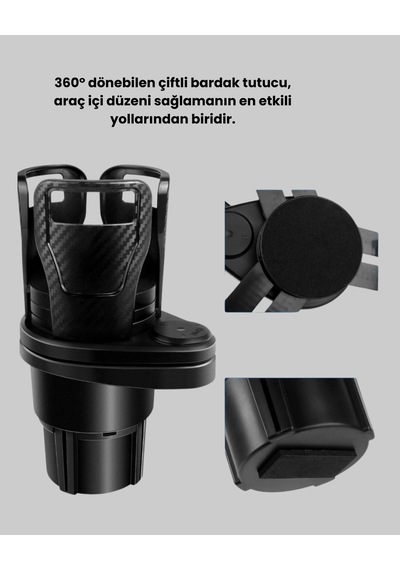 Araç İçi Düzen Ve Ambiyans Seti Çift Bardak Tutucu + Led Işık