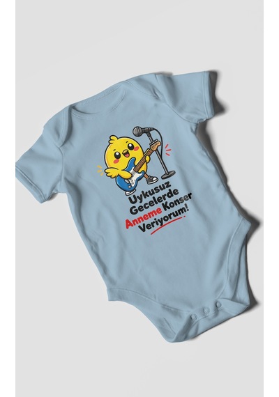 Morivokids Anneye Özel Kısa Kollu Bebek Body %100 Pamuk Zbn226-kk Bebe Mavisi