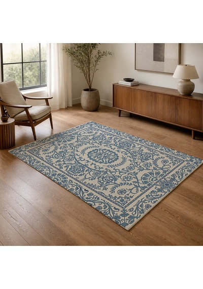 Kartela Halı Veso Halı Kaymaz Taban Makinede Yıkanabilir Halı Mavi - 100 X 150 Cm