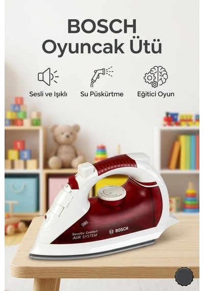 Bosch Lisanslı Orjinal Pilli Sesli Işıklı Su Hazneli Su Püskürtebilen Fonksiyonel Oyuncak Ütü 1