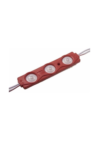12 Volt 1.2 Watt 3’lü Mercekli 2835 Modül Led Kırmızı - 10 Adet