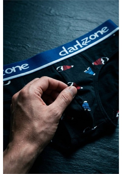 Darkzone Erkek Şapka Desenli Pamuklu Lastikli Slip Külot Siyah