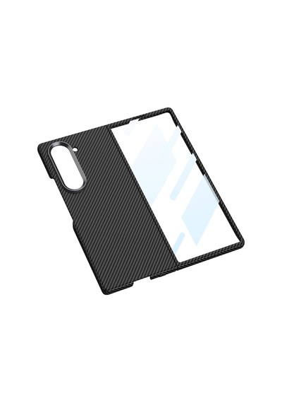 Galaxy Z Fold 6 Kılıf Kamera Korumalı Karbon Fiber Tasarımlı Arka Yüzey Hatreds Kıpta Karbon Kapak