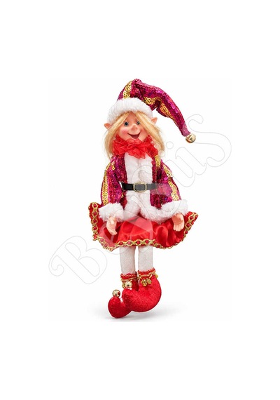 Beysüs Yılbaşı Çam Ağacı Süsü Fuşya Uzun Saçlı Elf Figürü 36 Cm
