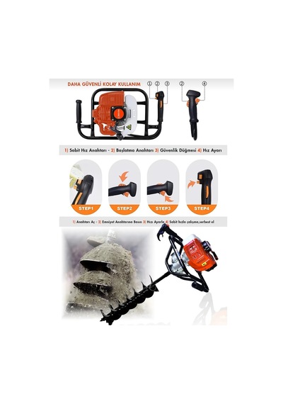 Prohummer Ph323 Benzinli Toprak Burgu Makinesi - 2.1 Hp Çap 30 Cm