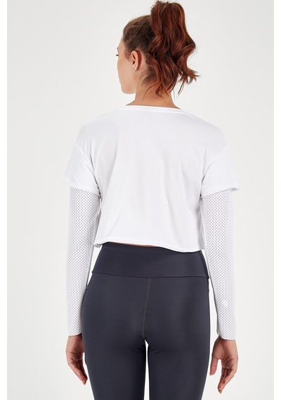 Maraton Active Regular Kadın Bisiklet Yaka Uzun Kol Fitness Beyaz Sweatshirt 18557-beyaz Beyaz