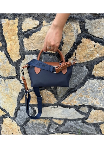 Just Polo Kadın Lacivert Taba Günlük Kullanıma Uygun Hafif & Pratik Mini El Ve Omuz Çantası Shopper Lacivert - Taba