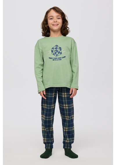 Panço Erkek Çocuk Pijama Takım Yeşil