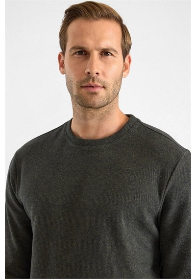 Süvari Haki Regular Düz Bisiklet Yaka Sweatshirt Ssw2013700003-yh1
