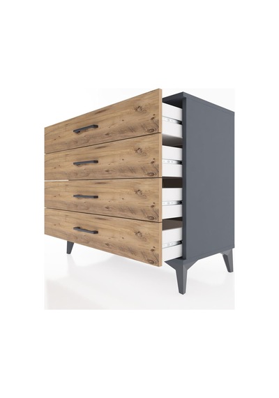Hyperion Şifonyer 4 Çekmeceli 88x44x80 Antrasit-çam Antrasit