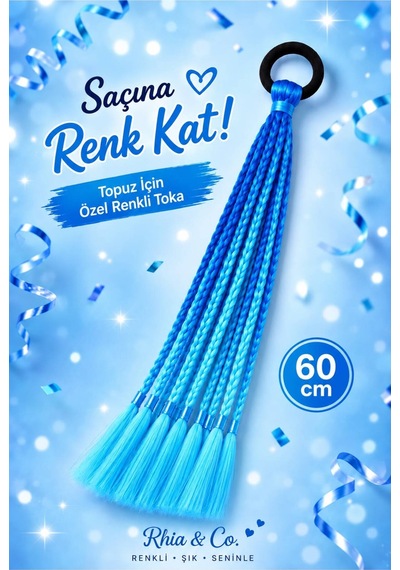 Afro Örgü Saç Tokası 60 Cm Mavi Ombreli Renkli Saç Aksesuarı Diğer