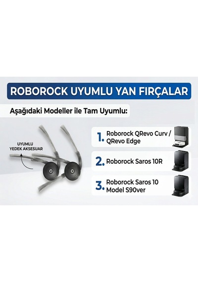 Roborock Saros 10r Saros 10 Qrevo Curv Uyumlu 2 Adet Yan Fırça