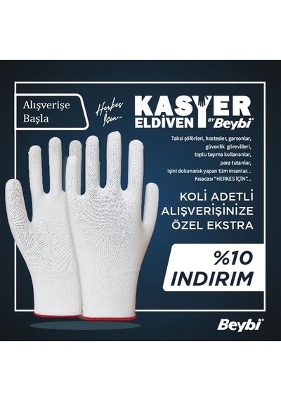 Beybi Kasyer Yıkanabilir Örgü Esnek Eldiven 10'lu