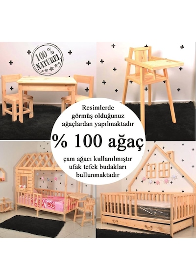Markaawm Markaawm Montessori Çocuk Yatak Doğal Çam 90X190 Karyola Selen Akçaağaç