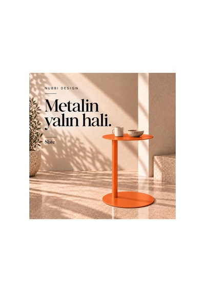 Slate Metal C Sehpa Modern Tasarım Elips Tablalı Minimalist Koltuk Yanı Sehpa Turuncu - 935314037 Turuncu