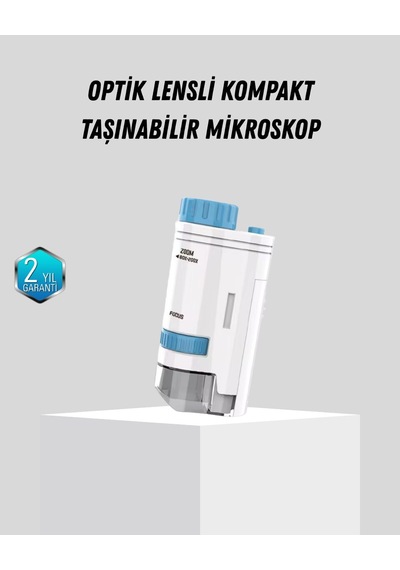 Taşınabilir Mini Mikroskop Led Işıklı 80x 200x Büyütmeli Ve Konsantrasyon Ayarlı