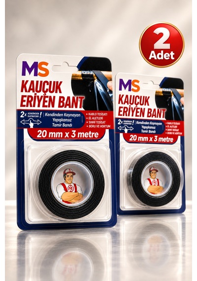 2 Adet Premium Üst Kalite Kauçuk Eriyen Bant Yanmaz 20 Mm X 3 Metre İzolasyon Yapışkanlı Tamir Bandı