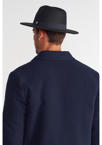 Külah Erkek Büyük Beden 60cm Siyah Fedora Şapka - Siyah