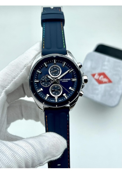 Lee Cooper Lc07881 Erkek Orjinal Kol Saati Yeni Sezon Slikonlu Mavi Renk Fonksiyonlu Takvimli + Bileklik Hediyeli Çok Renkli