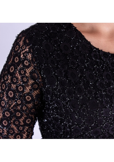 Nidya Moda Büyük Beden Kadın Siyah Dantel Abiye Elbise-4036Ys Siyah
