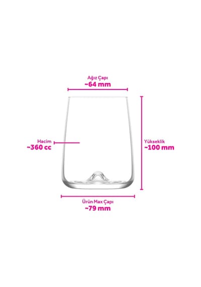 Lav Terra Cam Beyaz Şarap Kadehi 3'lü 360 ml (Meşrubat/Şarap Bardağı )