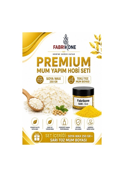 Premium Mum Yapım Hobi Seti - Soya Wax 250 Gr - Tekli Toz Mum Boyası - Sarı Bkfabsw2501sr Karışık