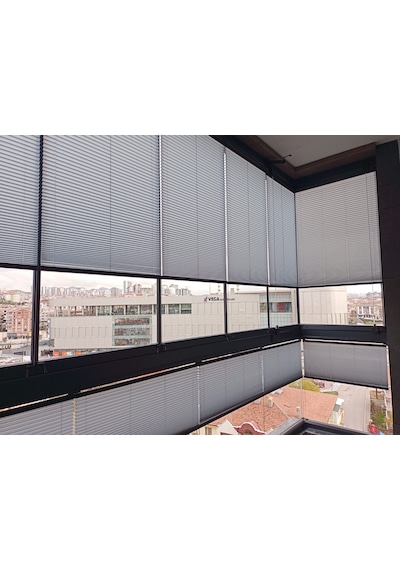 Plise Dekor Gri Plise Perde - Cam Balkon Perdesi Vidalı Sistem