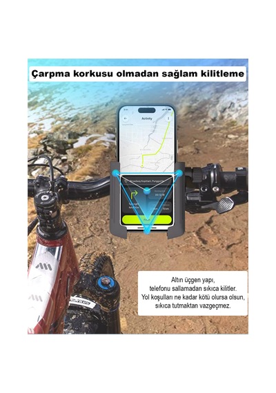 Cr07 Telefon Tutucu Cross Arazi Sürüşleri İçin Motor Motosiklet Dağ Bisikleti Gidon Montajlı Kilit Mekanzimalı Siyah