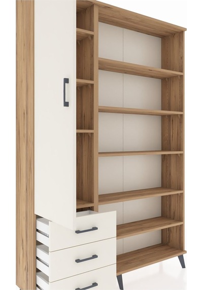 Arges Dolap 9 Raflı 3 Çekmeceli 3 Kapaklı 132x30x195 Çam-ayta... Çam