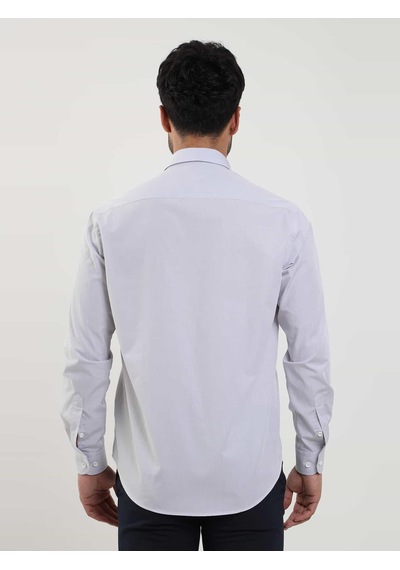 Dufy Gri Erkek Regular Fit Düz Brent Düğmeli Yaka Uzun Kol Gömlek - 102279-gri Gri