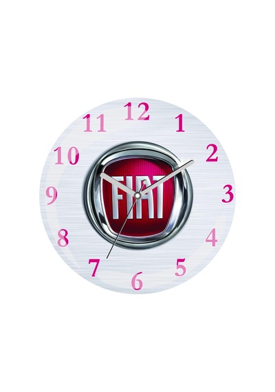 Fiat Logolu Çap 30cm Sessiz Akar Bombeli Gerçek Cam Duvar Saati Çok Renkli