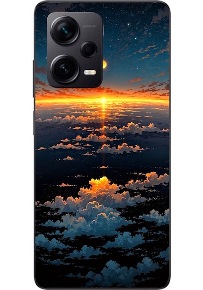Redmi Note 12 Pro Plus Uyumlu Gün Batımı Ve Ay Baskılı Silikon Kılıf Renkli