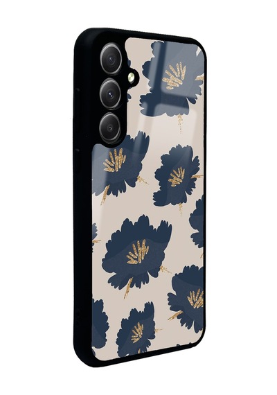 Samsung Uyumlu A35 Blue Flowers Tasarımlı Glossy Telefon Kılıfı Çok Renkli